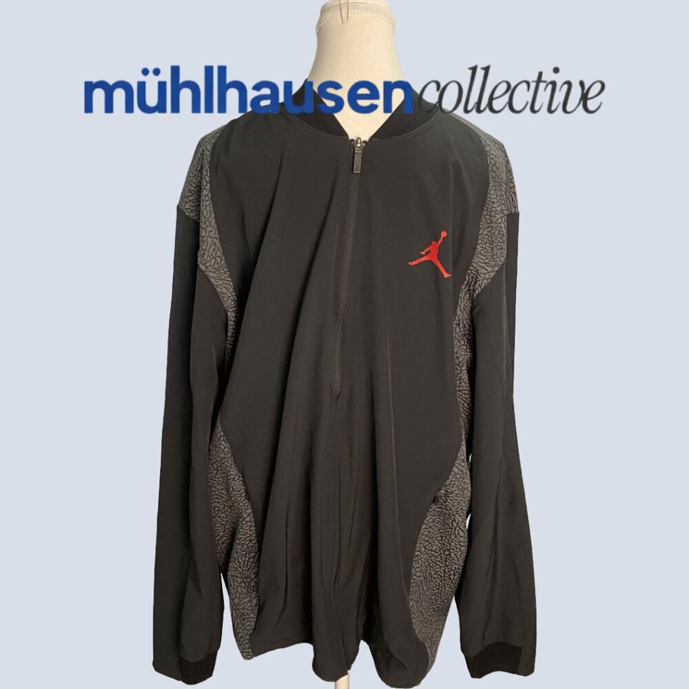 Jordan Full Zip Jacket Black/Gray Elephant Print Men’s Size XL